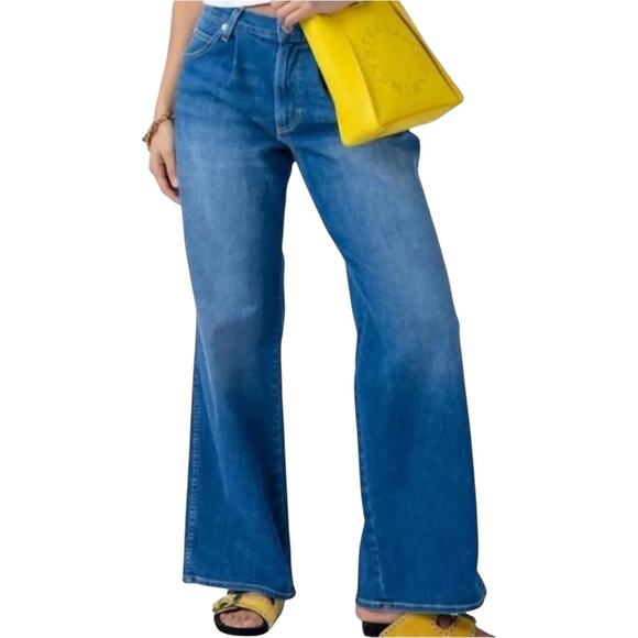 Amo Florence Pleated Jeans Wide Leg 5-pocket High Waisted Denim Wistful Blue 31 - Picture 1 of 6